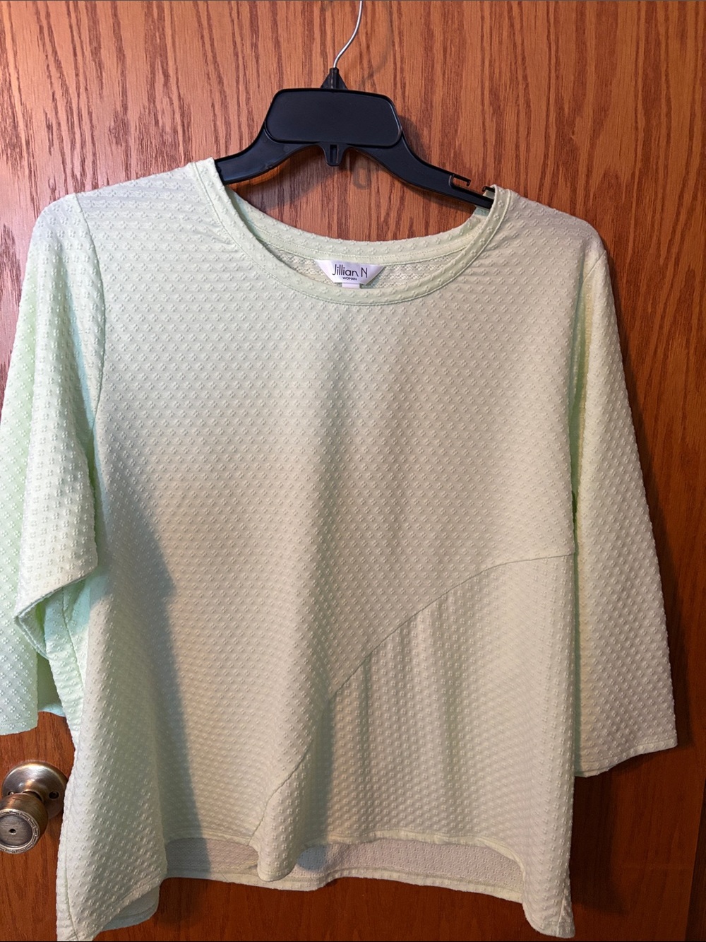 Julian N Mint Green Textured Crewneck Top